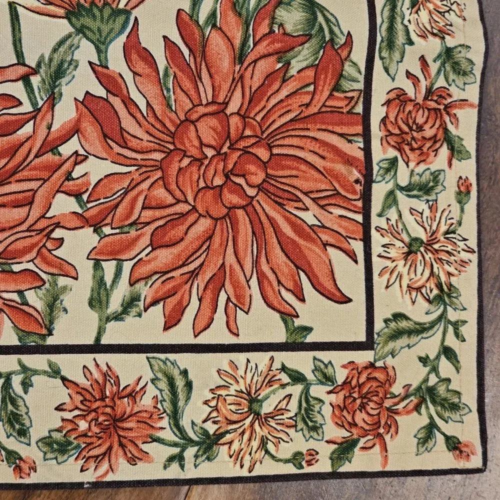April Cornell Floral Placemats Danika Orange Cream Floral  Set‎ Of 3 Dahlia